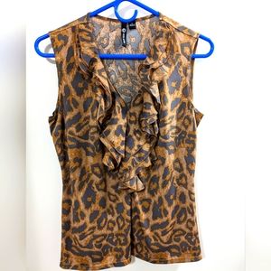 🌕 Cheetah print ruffle tank top